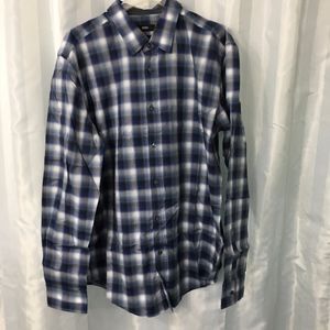 Hugo Boss Blue Plaid Men's Shirt, Size XL